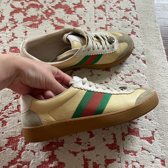 Gucci- web leather & suede Sneakers - Picture 6 of 6